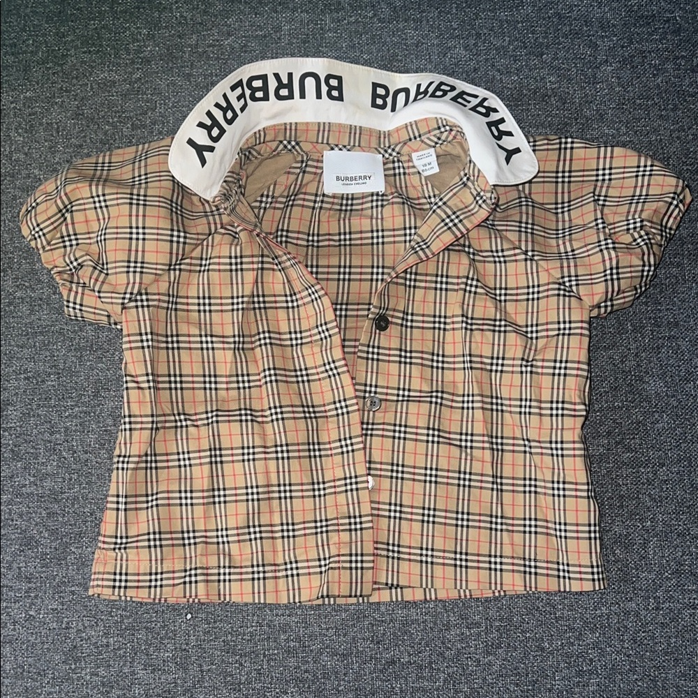 Burberry Kids Beige Checkered Button-Down Shirt